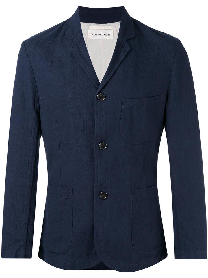 Single Breasted Coat - Men - Cotton/polyester - Xl, Blue, Cotton/polyester, Universal Works