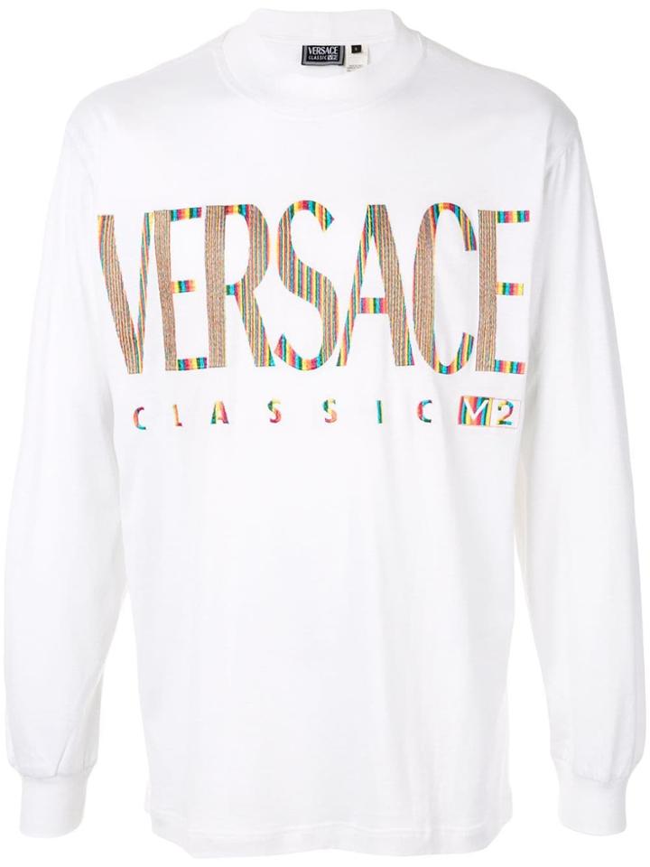Versace Pre-owned Logo Print Longsleeved T-shirt - White