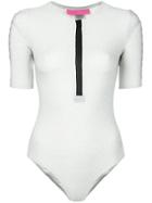 Islang Front Zipped Swimsuit - White