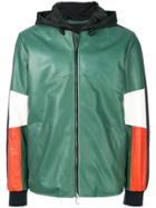 Valentino Hooded Leather Bomber Jacket - Green
