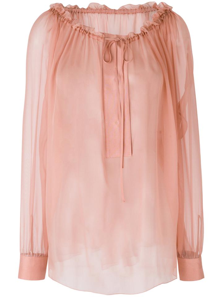 Alberta Ferretti Sheer Flared Blouse - Pink & Purple