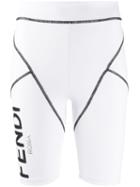 Fendi Logo Print Performance Shorts - White