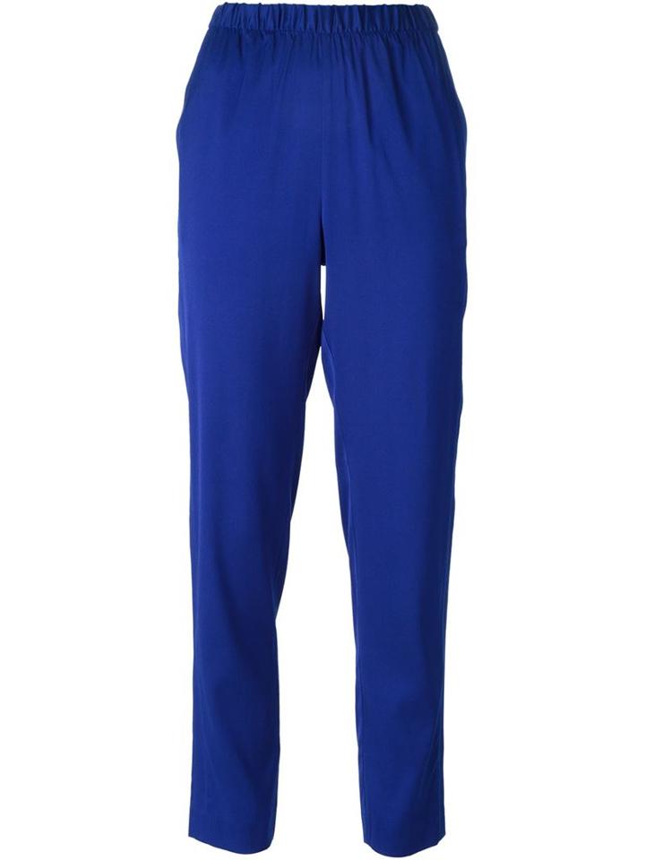 T By Alexander Wang Loose Fit Trousers, Women's, Size: 4, Blue, Silk/spandex/elastane
