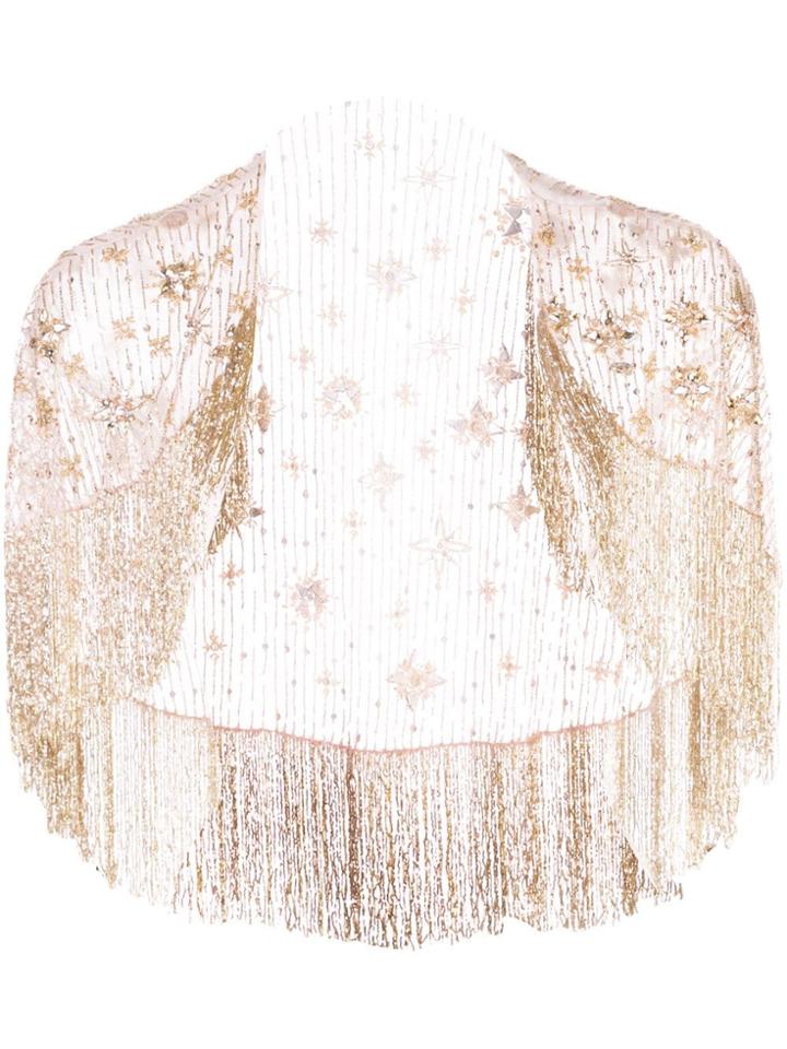 Marchesa Embellished Frill Bolero - Gold