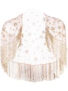 Marchesa Embellished Frill Bolero - Gold