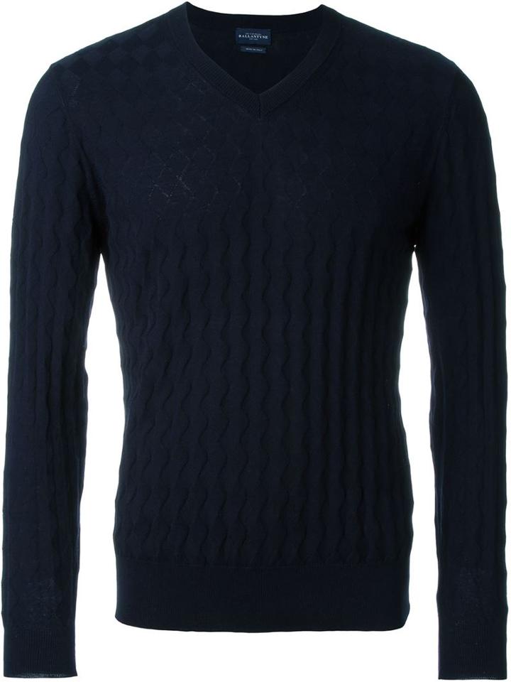 Ballantyne V-neck Jumper, Men's, Size: 58, Blue, Cotton
