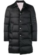 Thom Browne 4-bar Matte Nylon Bal Collar Overcoat - Black