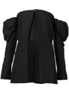 Vera Wang Off Shoulder Cut-away Jacket, Women's, Size: 2, Black, Cotton/cupro/nylon/wool
