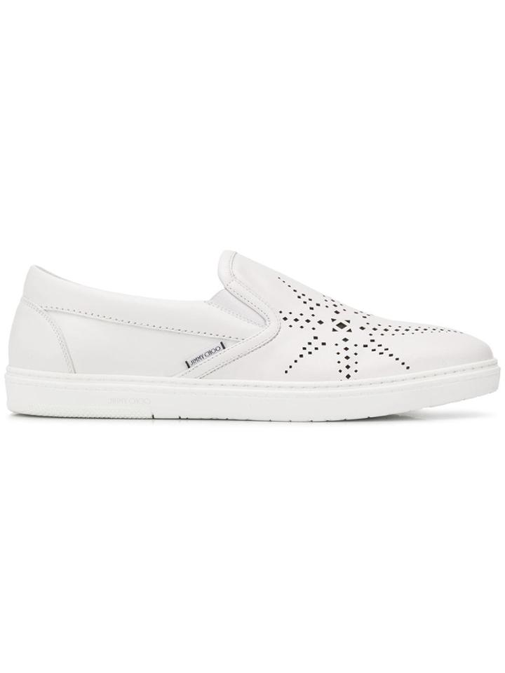 Jimmy Choo Grove Star Perforated Slip-on Sneakers - White