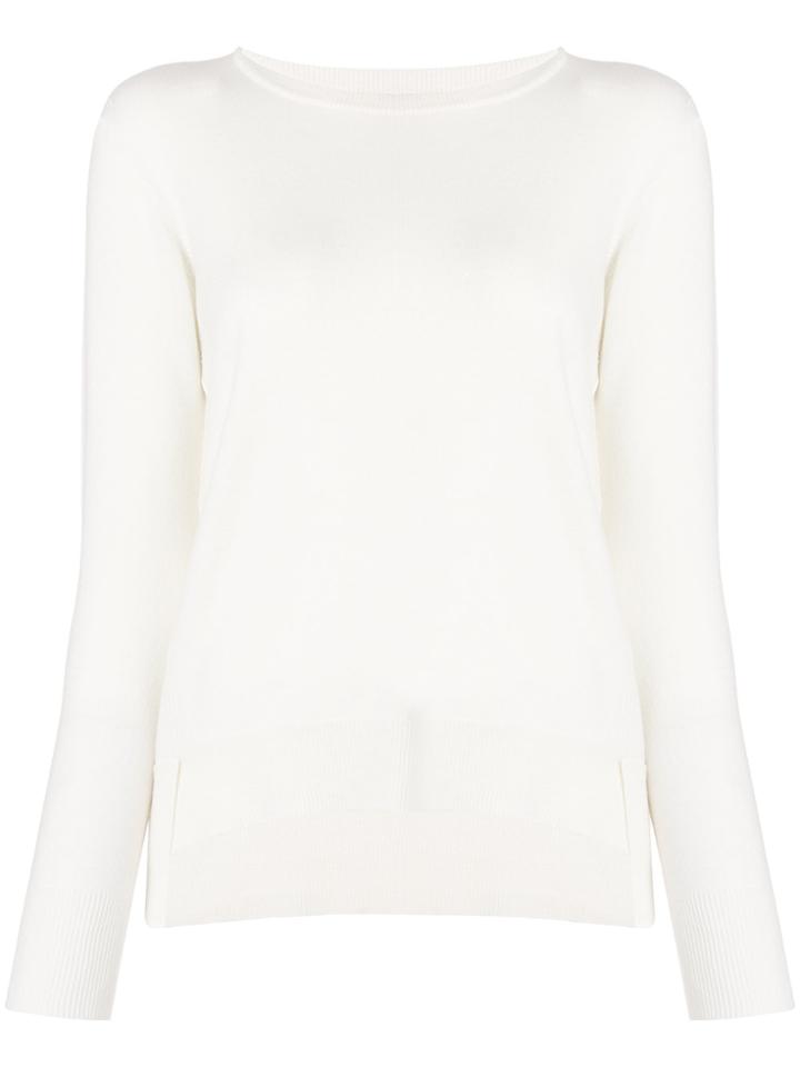 Agnona Round Neck Uneven Hem Jumper - White