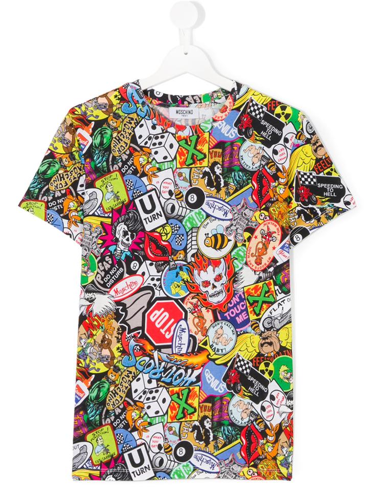 Moschino Kids Badge Print T-shirt - Multicolour