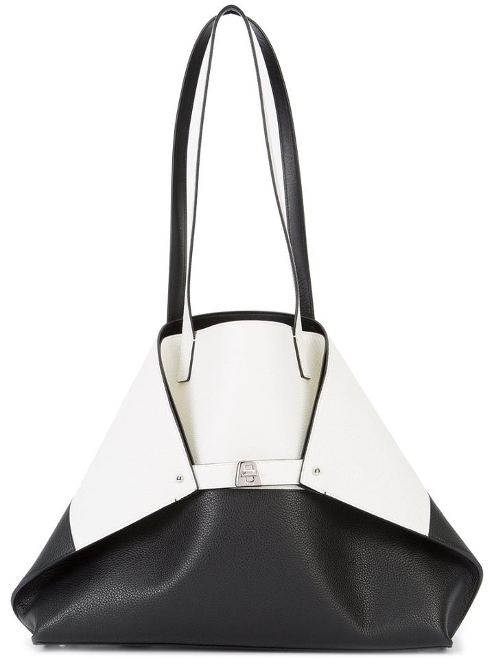 Akris Contrast Tote Bag, Women's, Black, Leather