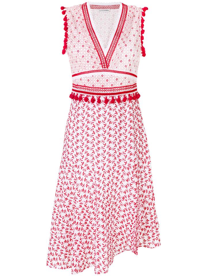 Altuzarra Empire Printed V-neck Dress - Red