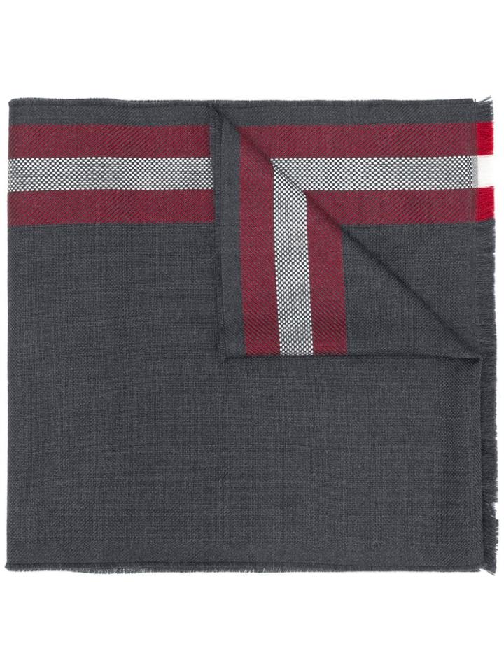 Bally Striped Border Scarf - Grey