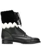 Manolo Blahnik Campcha Fur Military Boots - Black