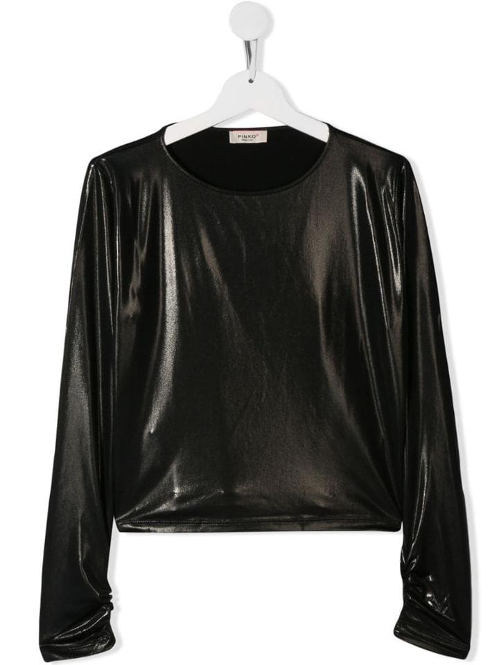 Pinko Kids Teen Wet Look T-shirt - Black