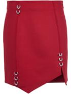 Mugler Piercing Detail Asymmetric Skirt - Red