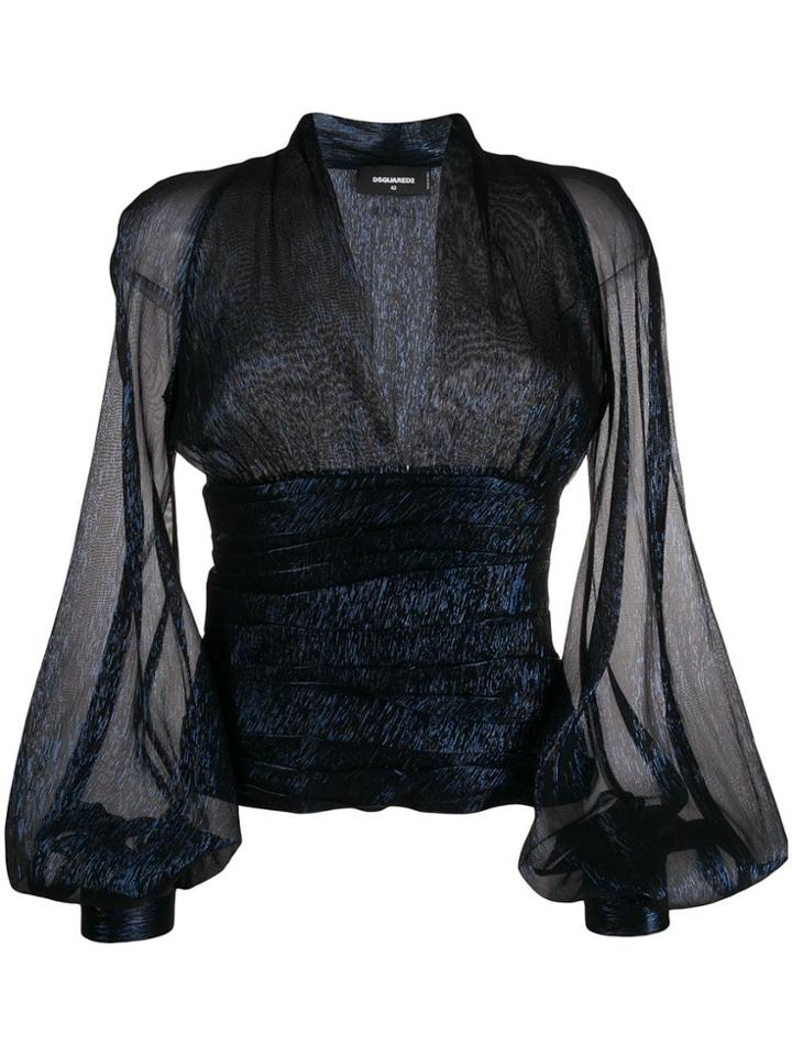 Dsquared2 Plunge Neck Blouse - Blue