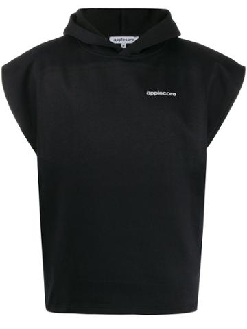 Applecore Logo Printed Sleeveless Hoodie - Black