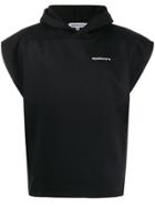 Applecore Logo Printed Sleeveless Hoodie - Black