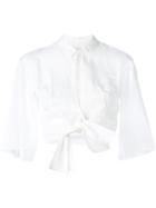 Facetasm Cropped Bow Shirt, Women's, Size: 2, White, Tencel
