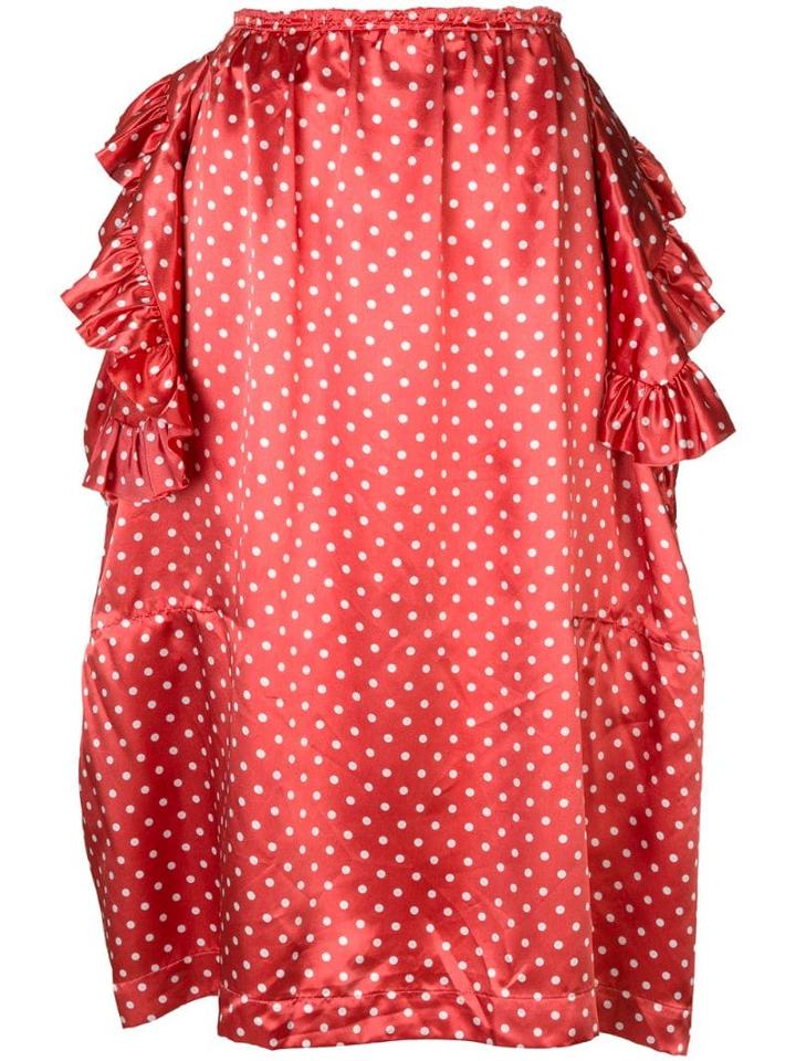 Comme Des Garçons Pre-owned Deconstructed Ruffle Polka Dot Skirt - Red
