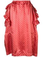 Comme Des Garçons Pre-owned Deconstructed Ruffle Polka Dot Skirt - Red