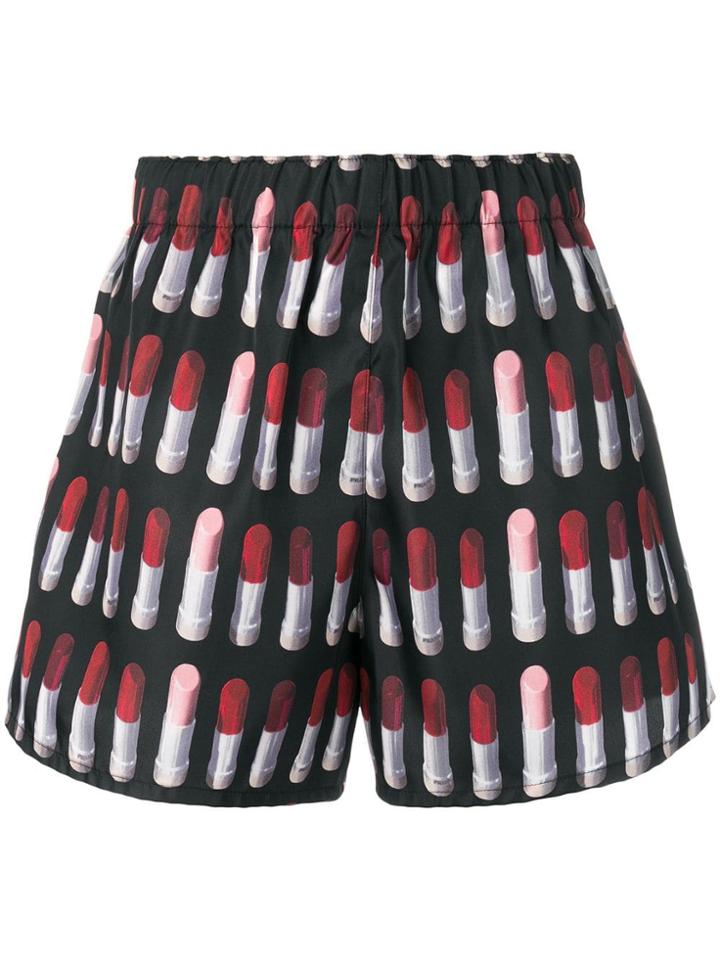 Prada Lipstick Print Shorts - Black
