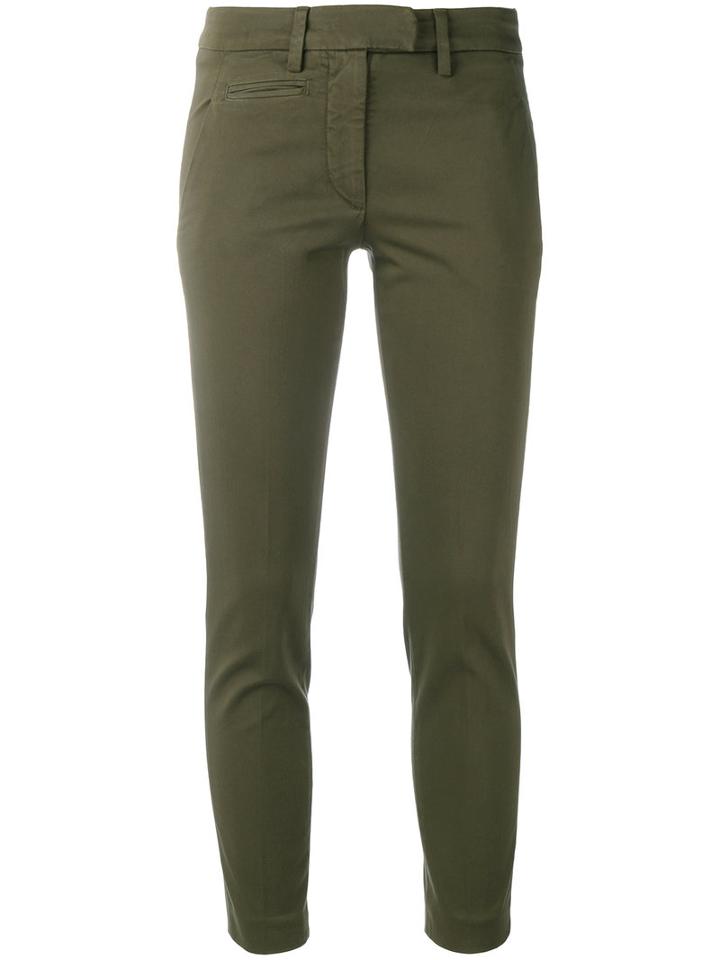 Dondup - Slim Cropped Trousers - Women - Cotton - 27, Green, Cotton
