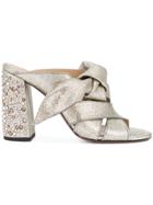 Chloé Nellie Crystal Heel Mule Sandals - Grey