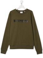 Burberry Kids Teen Logo Print Sweatshirt - Green