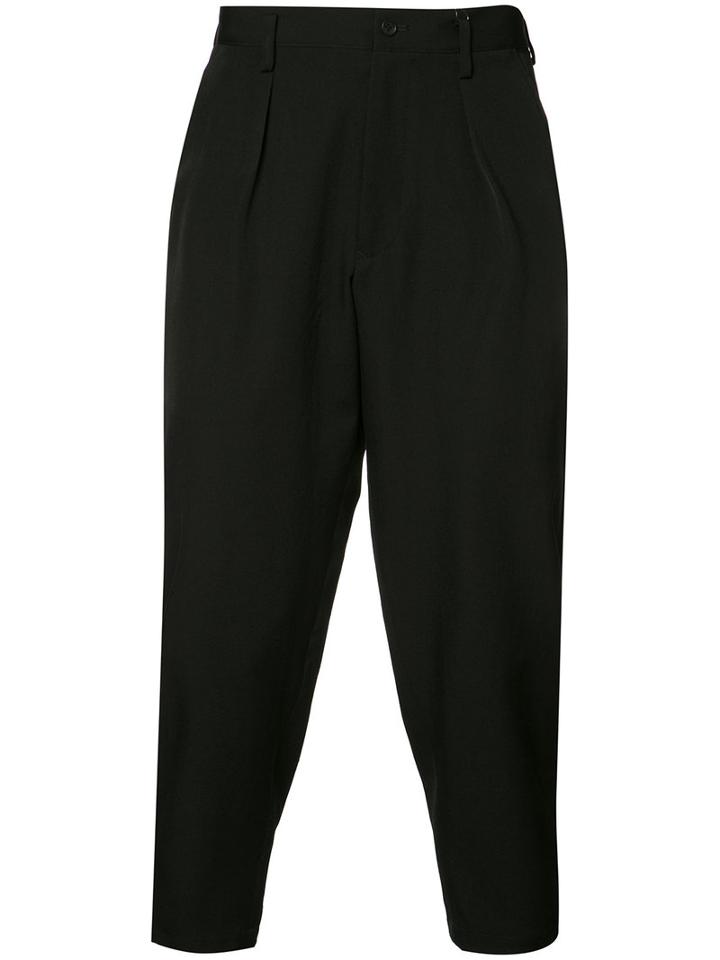 Yohji Yamamoto Slouch Tailored Trousers, Men's, Size: 2, Black, Wool/cupro