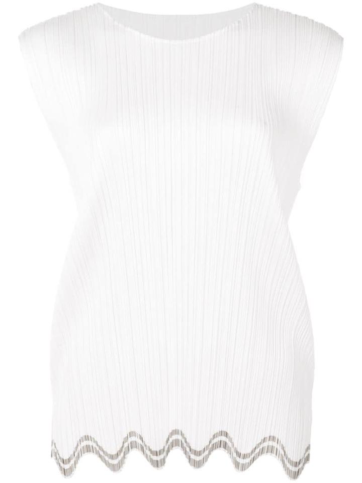 Pleats Please By Issey Miyake Scalloped Tank Top - White