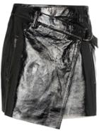 Ksubi Wrapover Patent Leather Mini Skirt - Black