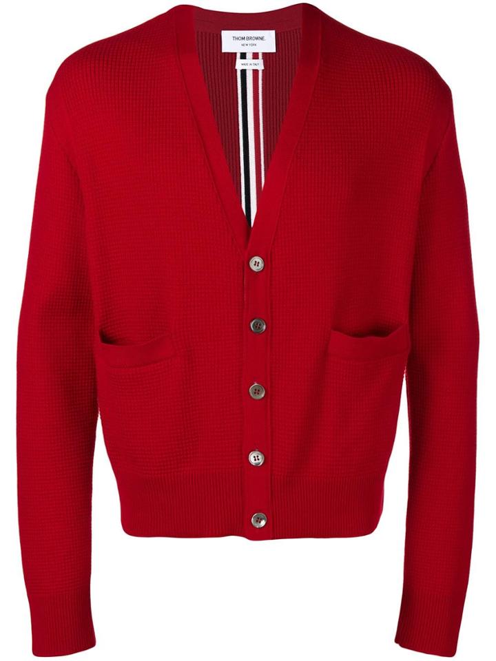 Thom Browne Center-back Rwb Stripe Boxy Cardigan - Red