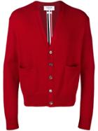 Thom Browne Center-back Rwb Stripe Boxy Cardigan - Red