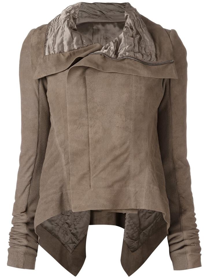 Rick Owens 'naska' Jacket, Women's, Size: 44, Grey, Lamb Skin/polyester/cupro/virgin Wool