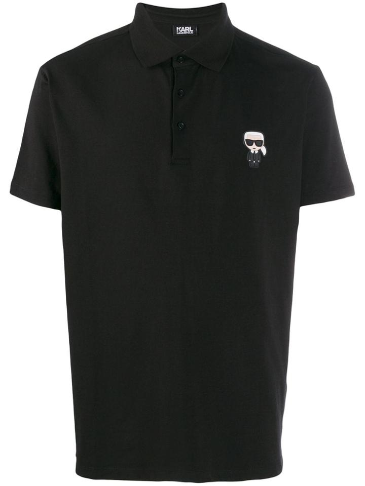 Karl Lagerfeld Ikonik Chest Patch Polo Shirt - Black