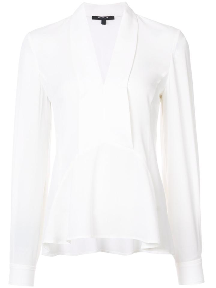 Derek Lam - V Neck Blouse - Women - Silk - 44, White, Silk