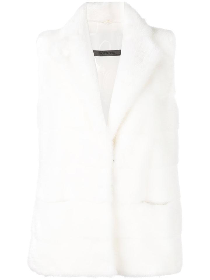 Simonetta Ravizza Diamond Back Gilet, Women's, Size: 40, Nude/neutrals, Silk/mink Fur