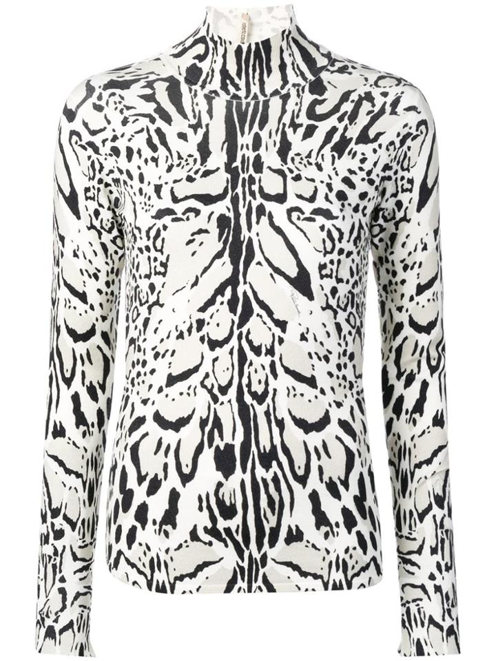 Roberto Cavalli Lynx-print Turtleneck Sweater - Neutrals