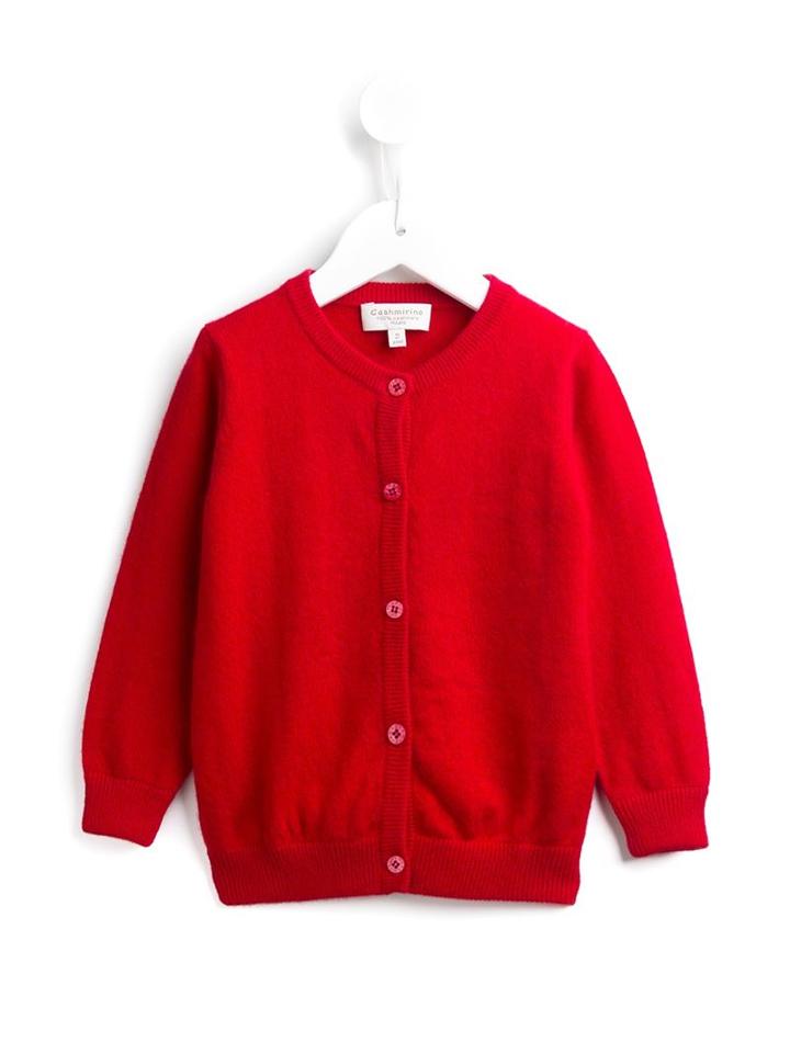 Cashmirino Round Neck Cardigan, Girl's, Size: 6 Yrs, Red
