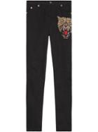 Gucci - Angry Cat Embroidered Denim Pant - Women - Cotton/spandex/elastane - 29, Black, Cotton/spandex/elastane