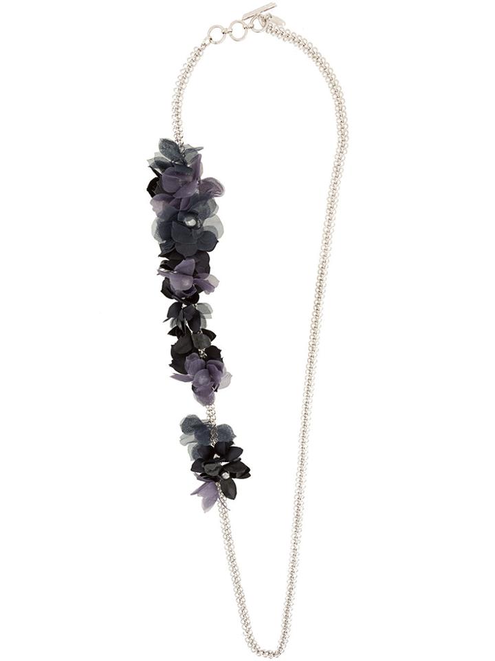 Lanvin Floral-appliquéd Chain Necklace - Black