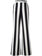 Alice+olivia Striped Wide-legged Trousers, Women's, Size: 8, Black, Polyester/spandex/elastane