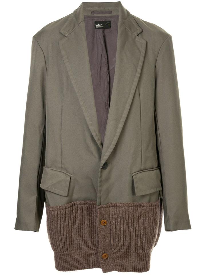 Kolor Single-breasted Fitted Coat - Green