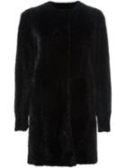 Drome Collarless Furry Coat, Women's, Size: Xl, Black, Lamb Fur/lamb Skin