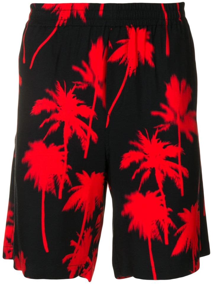 Msgm Palm Tree Print Shorts - Black
