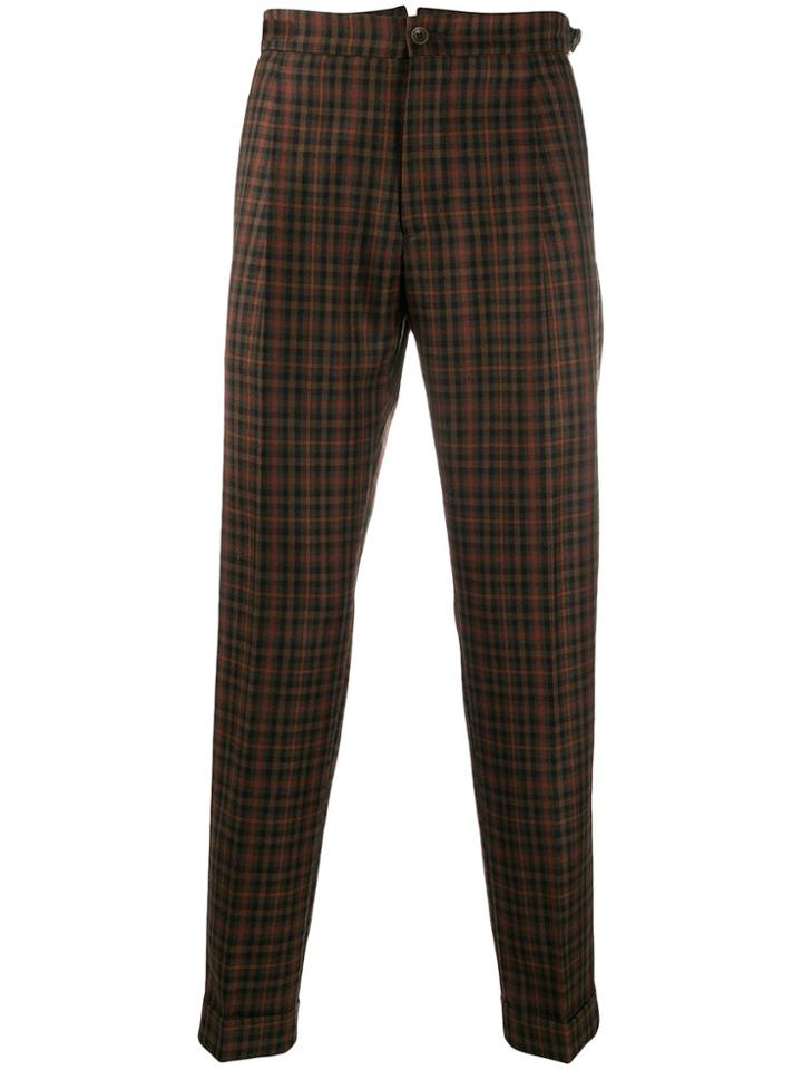 Berwich Check Straight-leg Trousers - Brown