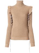 No21 Frilled Detail Turtleneck Jumper - Nude & Neutrals